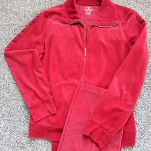 Jones NY Sport Red Velour Pants & Jacket S/M
